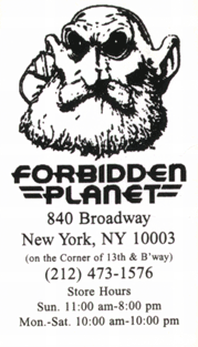 Forbidden Planet business card